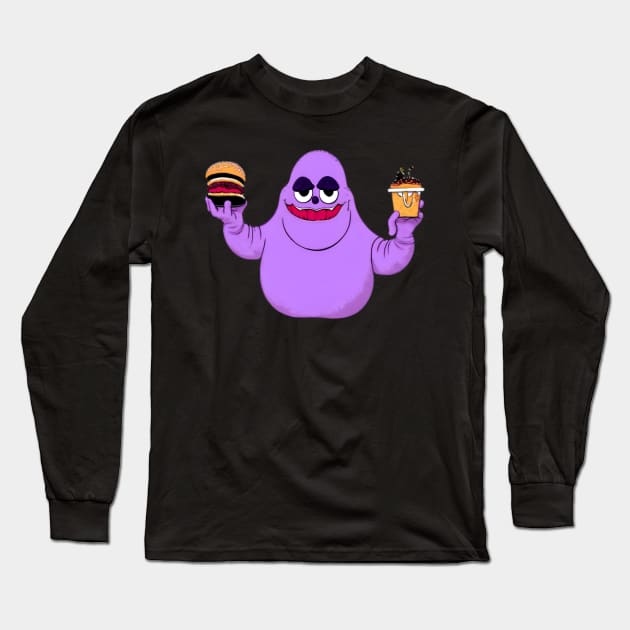 Unleash the food Joy with Grimace Long Sleeve T-Shirt by Fadedstar